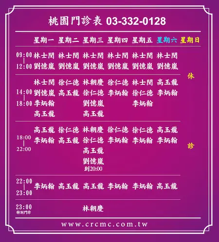 2025桃園門診時刻表
